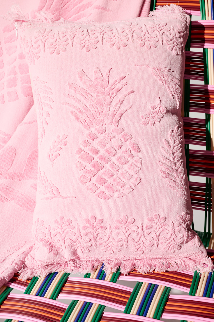 Dorothee Schumacher Cotton pillow with woven jacquard pineapple pattern pink