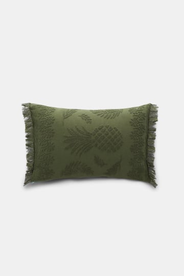 Dorothee Schumacher Cotton pillow with woven jacquard pineapple pattern dark olive green