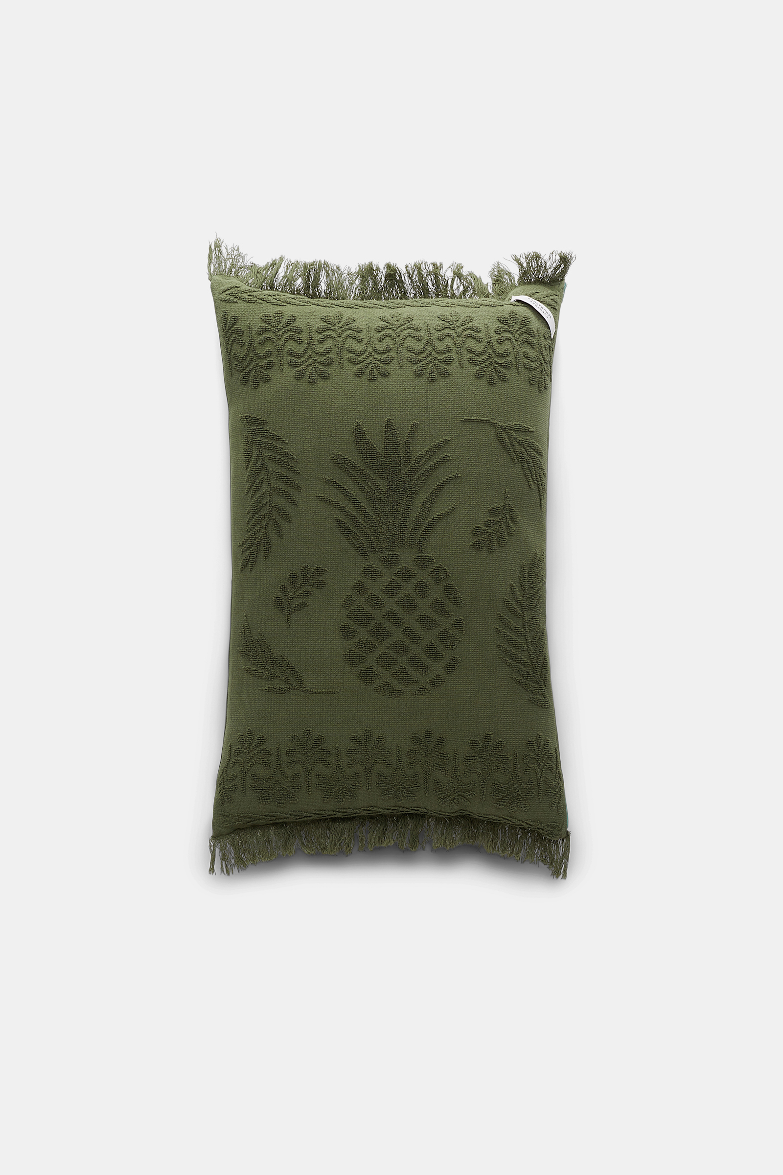 Dorothee Schumacher Cotton pillow with woven jacquard pineapple pattern dark olive green