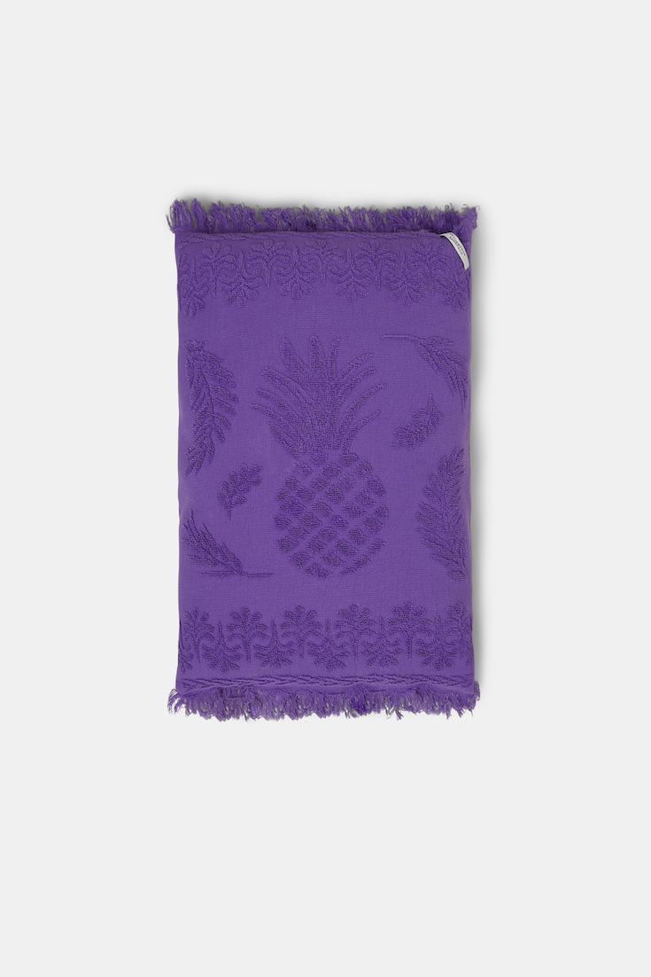 Dorothee Schumacher Cotton pillow with woven jacquard pineapple pattern purple