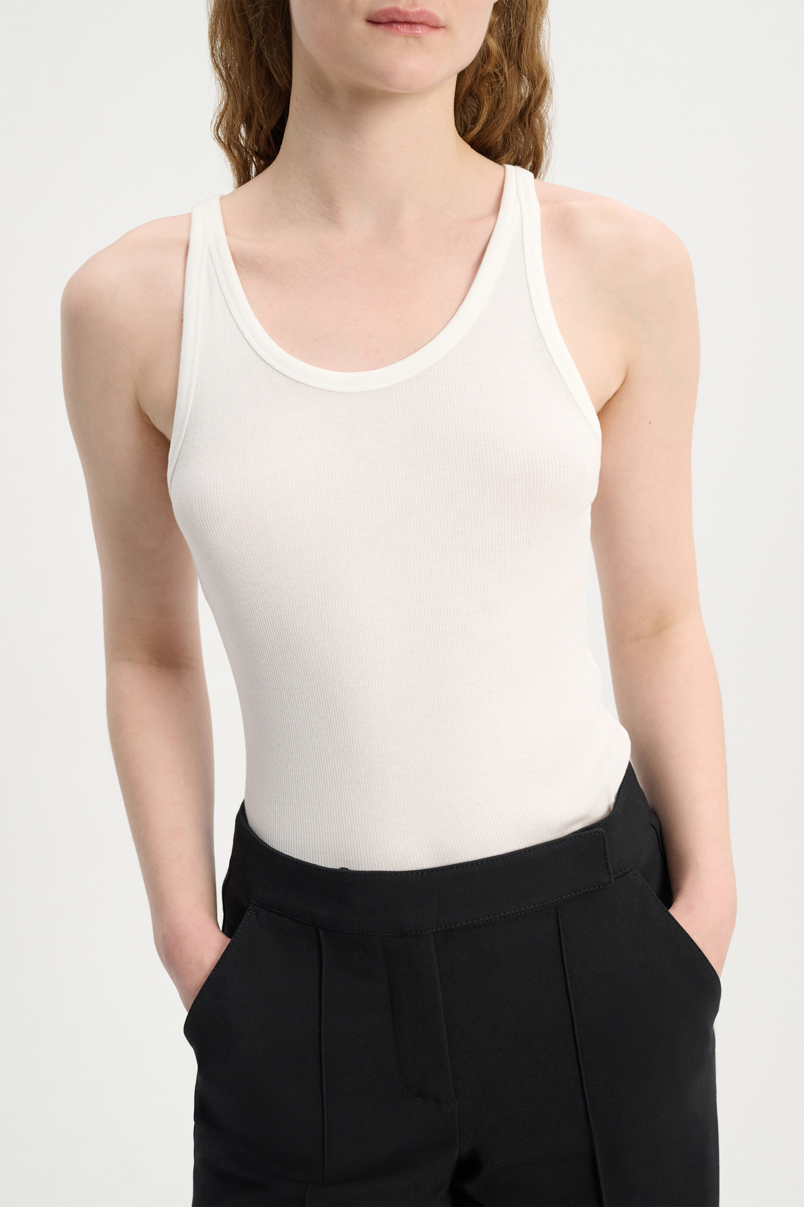 Dorothee Schumacher Ribbed cotton tank top pure white