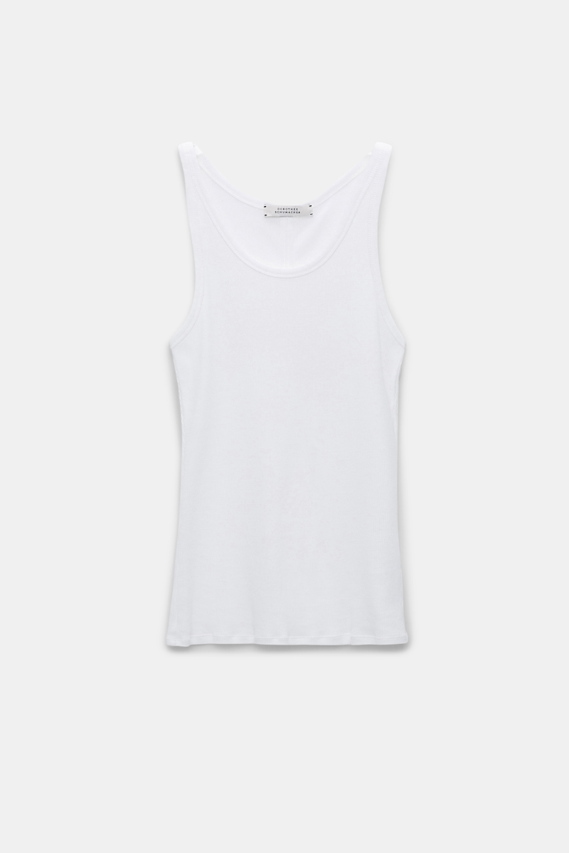 Shop Dorothee Schumacher Ribbed Cotton Tank Top In White