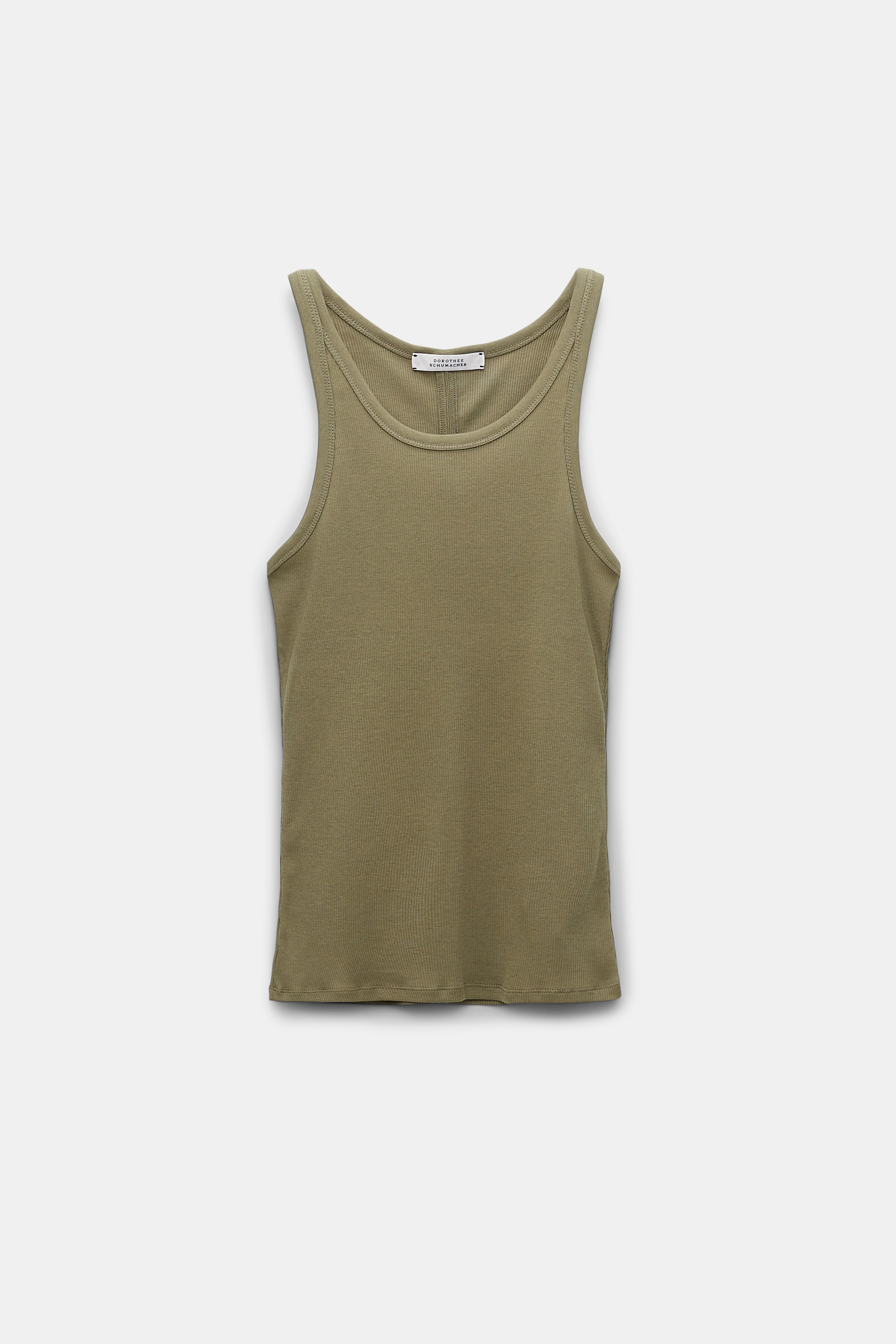 Dorothee Schumacher Ribbed cotton tank top dark shiny khaki