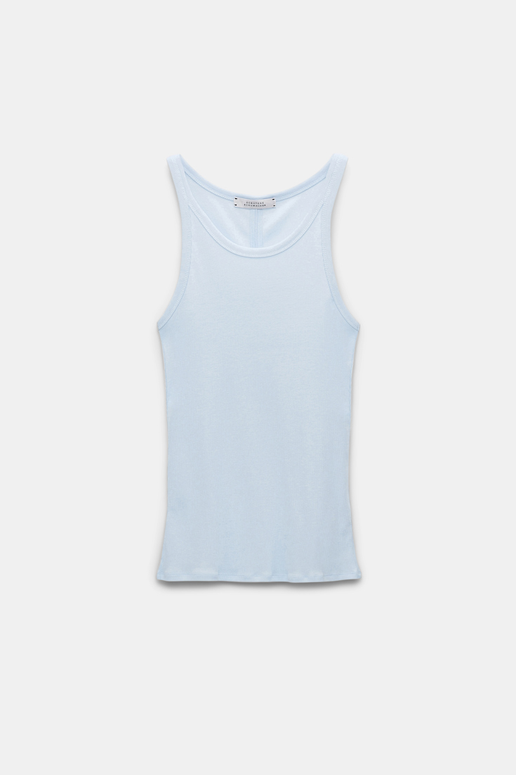 Dorothee Schumacher Ribbed cotton tank top soft blue