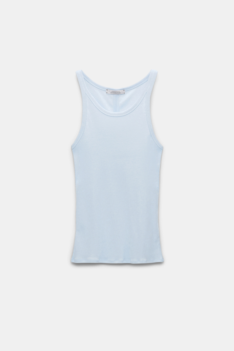 Dorothee Schumacher Ribbed Cotton Tank Top In Blue