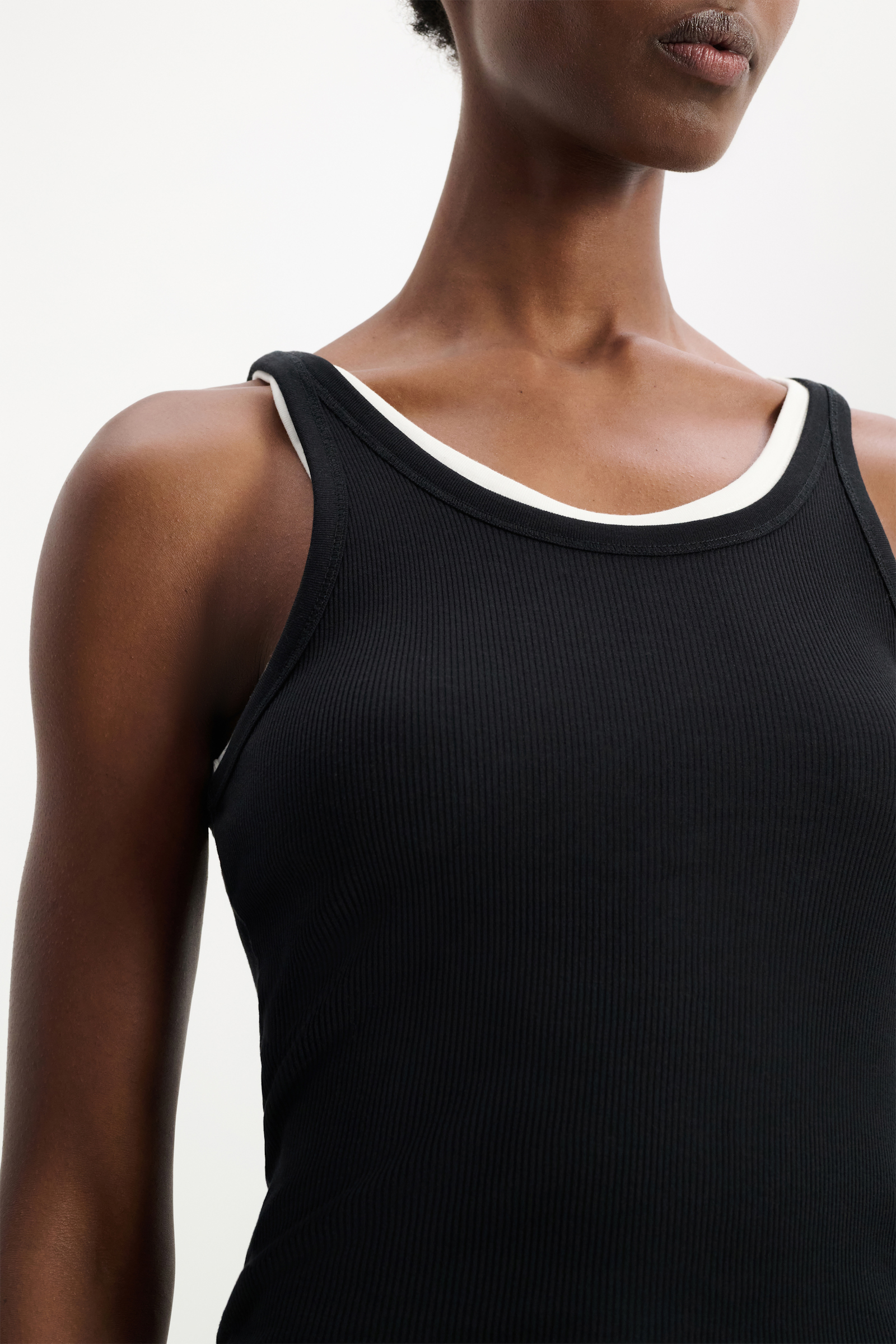 Dorothee Schumacher Ribbed cotton tank top pure black