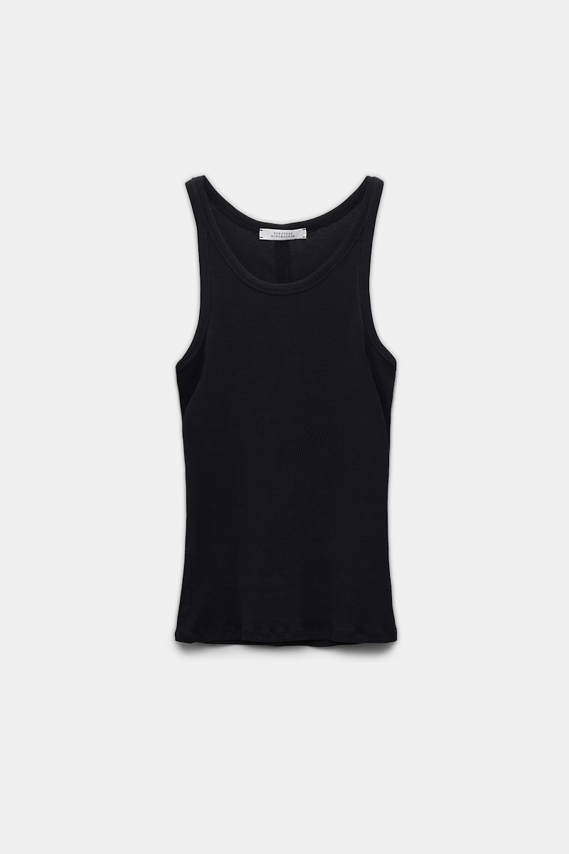 Shop Dorothee Schumacher Ribbed Cotton Tank Top In Black
