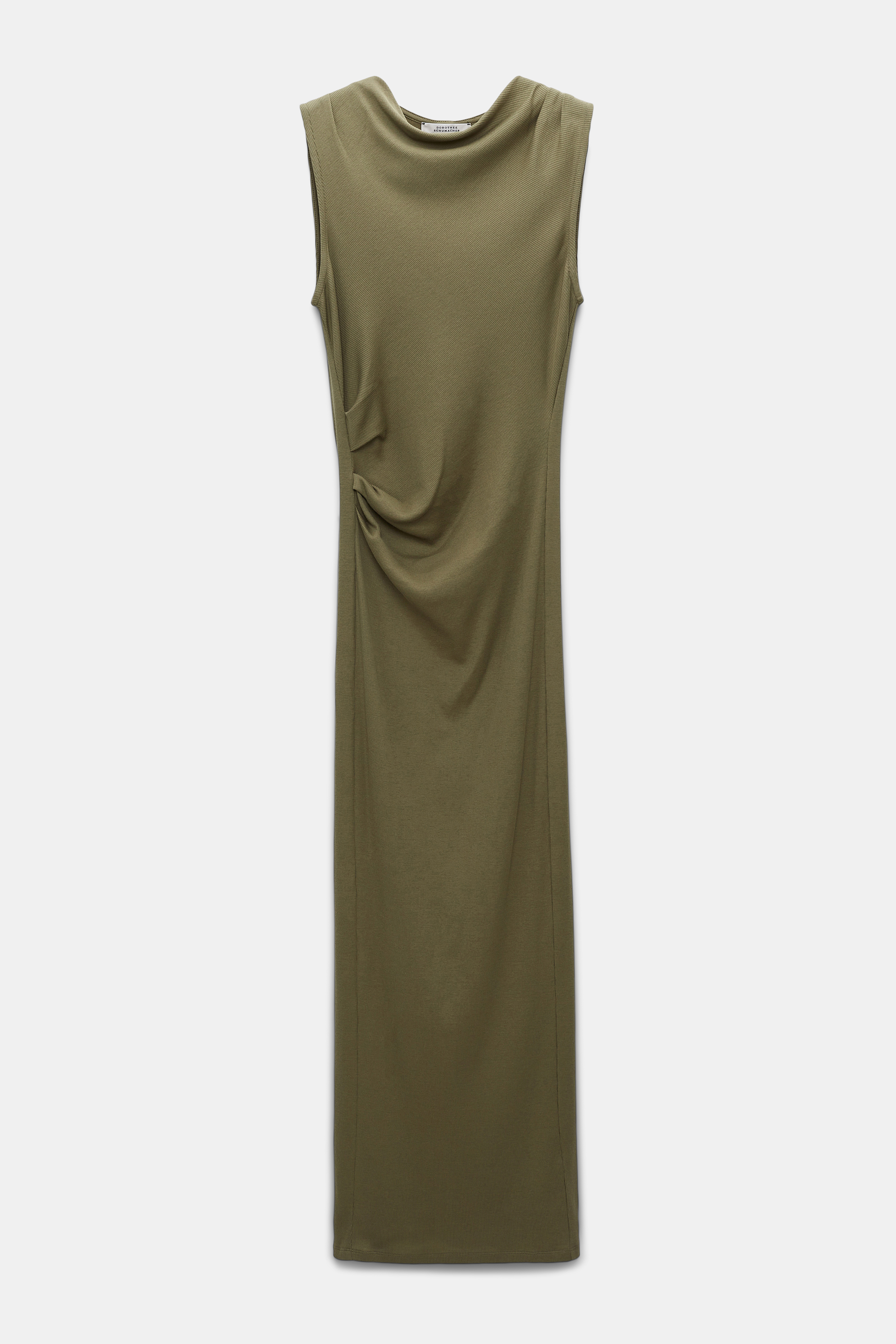 Dorothee Schumacher Drapiertes Schlauchkleid aus geripptem Jersey dark shiny khaki