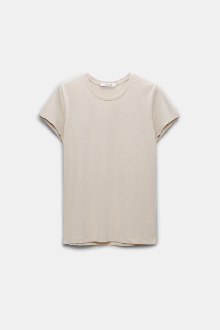ALL TIME FAVORITES shirt Dorothee Schumacher Rundhalsshirt aus Baumwollstretch soft beige