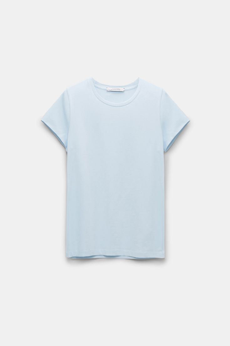 Dorothee Schumacher Round neck stretch cotton T-shirt ice blue