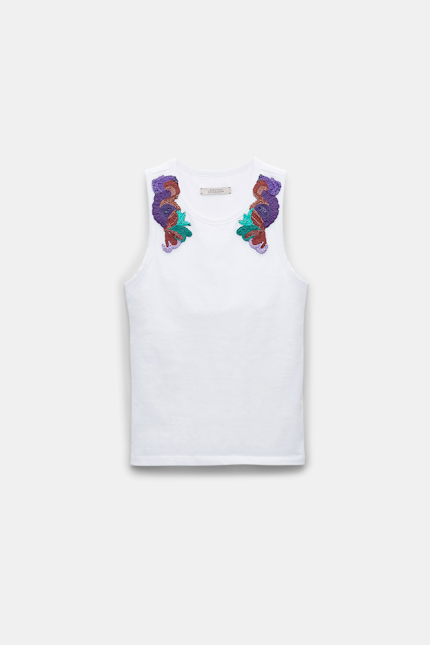 ALL TIME FAVORITES top Dorothee Schumacher Rundhalstop mit Bra-Einsatz und Stickerei camellia white