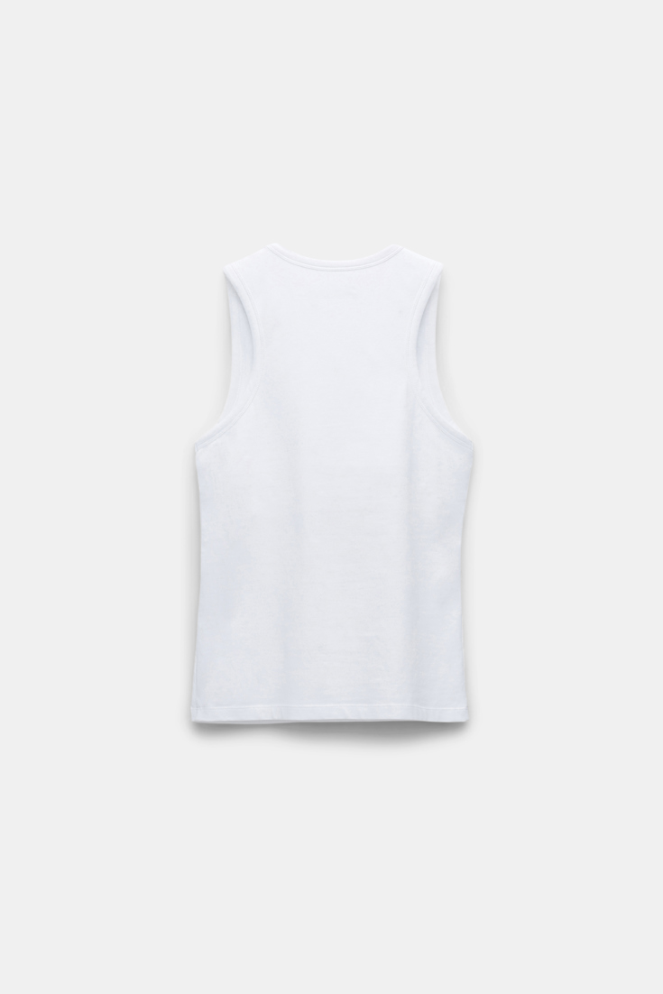 Dorothee Schumacher Round neck tank top with appliqué and built-in bra camellia white