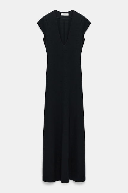 PURE COMFORT dress Dorothee Schumacher Stretchy V-neck dress in heavy-weight jersey pure black