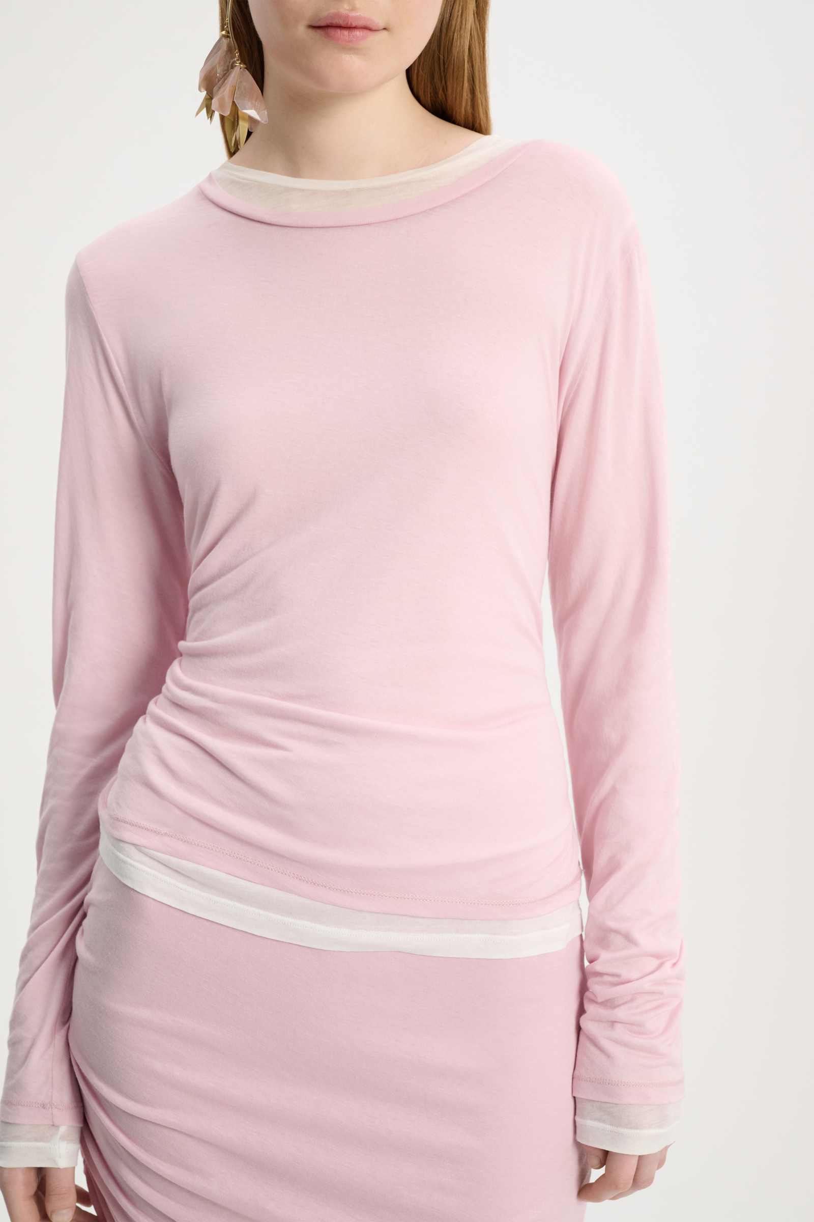 Dorothee Schumacher Langarmshirt im Layer-Look white and rose mix