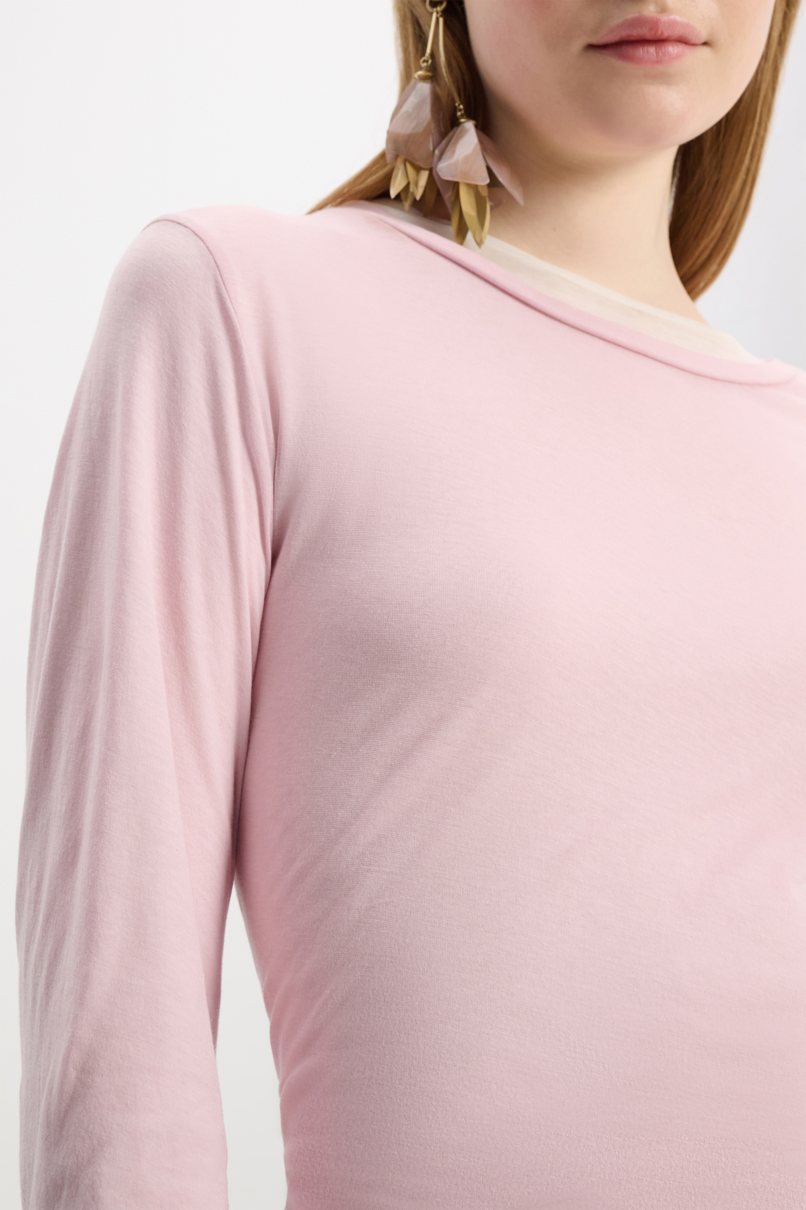 Dorothee Schumacher Double-layer long sleeve top white and rose mix