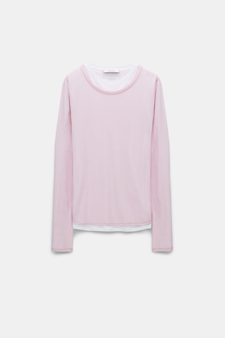 Dorothee Schumacher Double-layer long sleeve top white and rose mix
