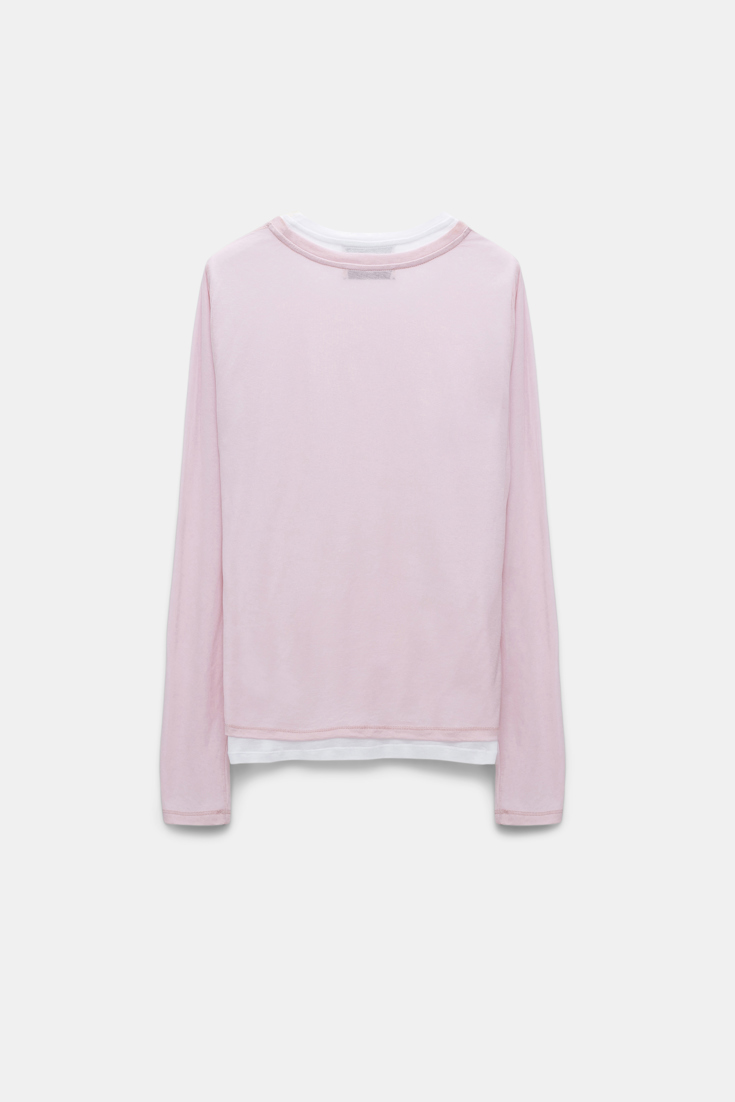 Dorothee Schumacher Double-layer long sleeve top white and rose mix