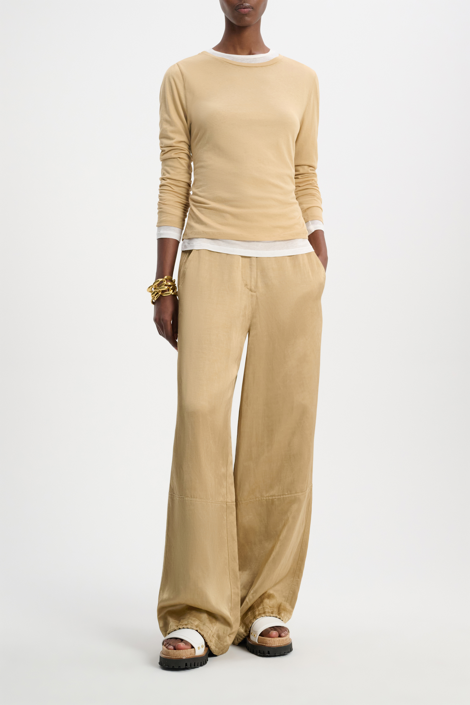 Dorothee Schumacher Langarmshirt im Layer-Look brown and creme mix