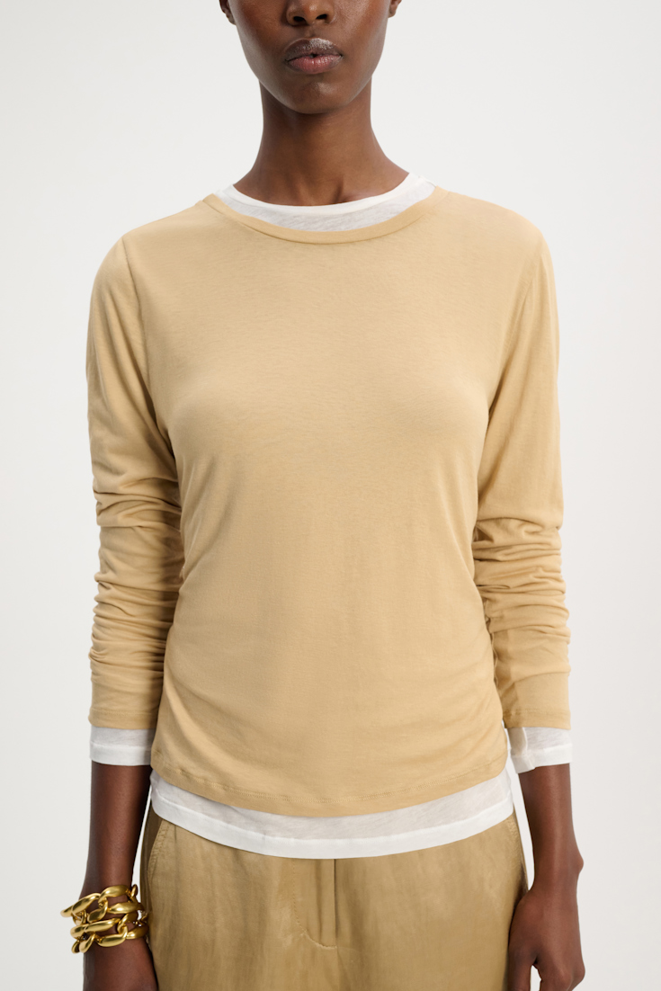 Dorothee Schumacher Langarmshirt im Layer-Look brown and creme mix