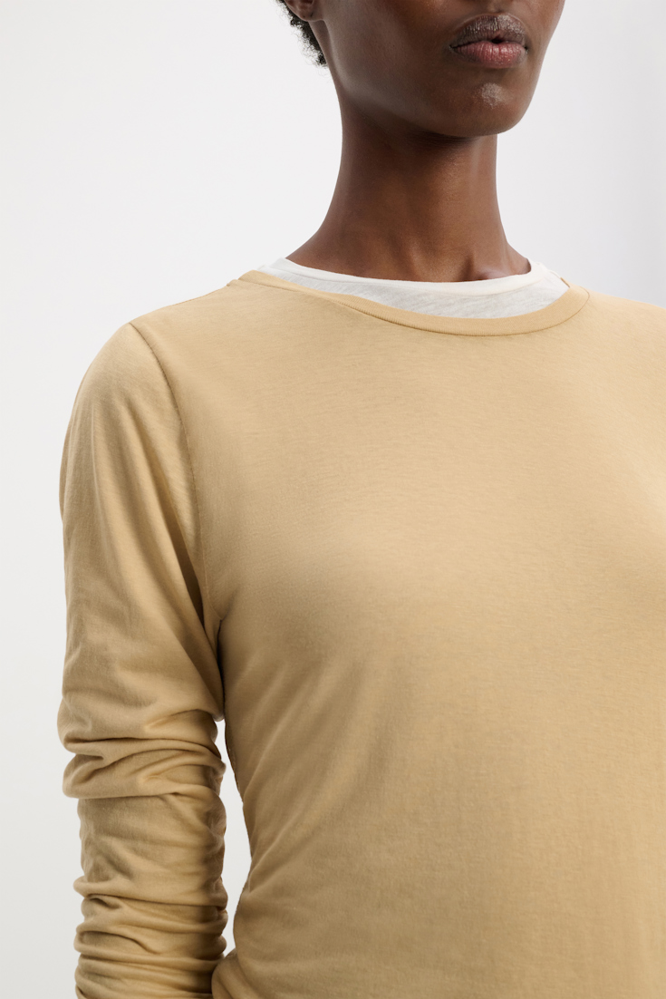 Dorothee Schumacher Double-layer long sleeve top brown and creme mix
