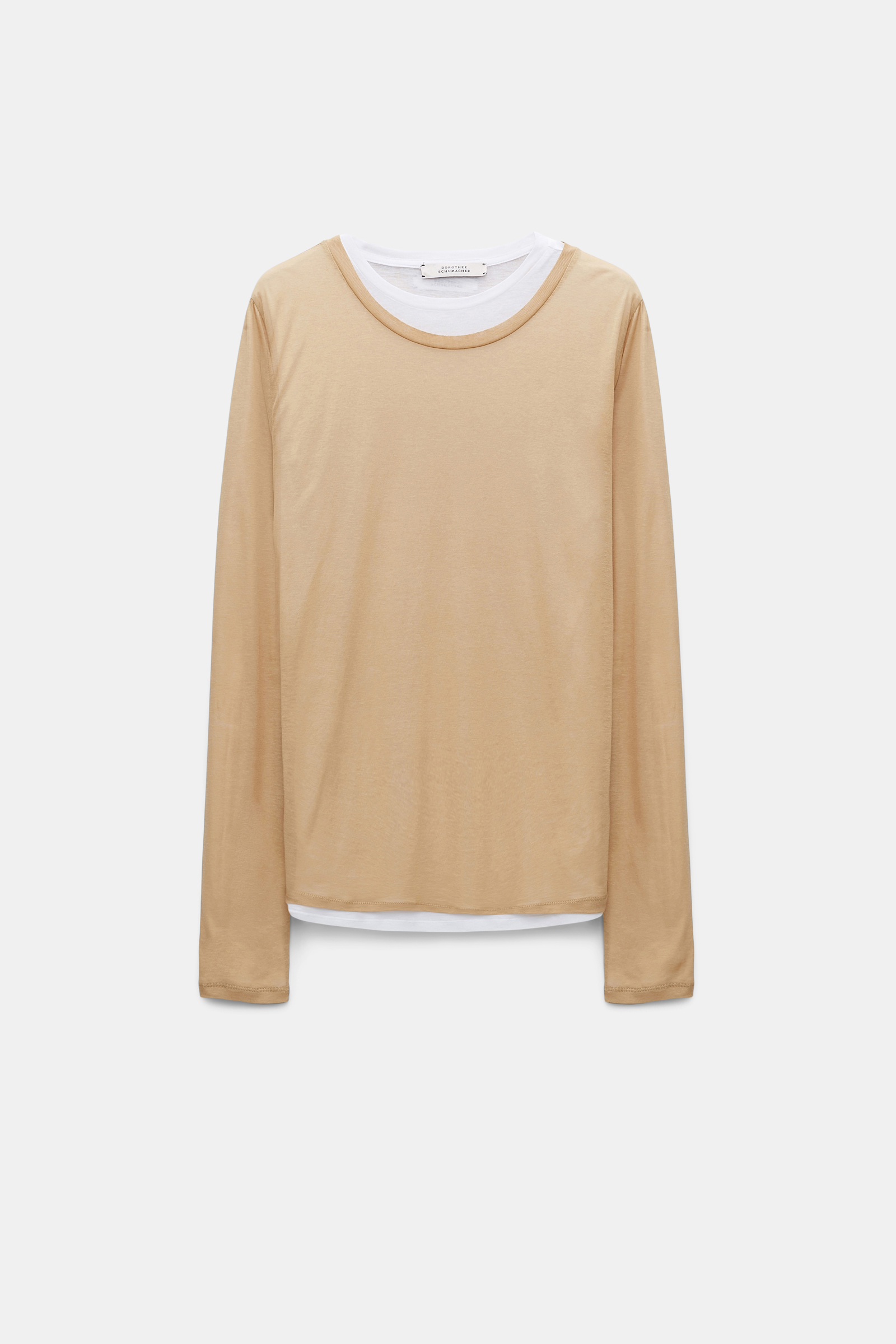 Dorothee Schumacher Langarmshirt im Layer-Look brown and creme mix