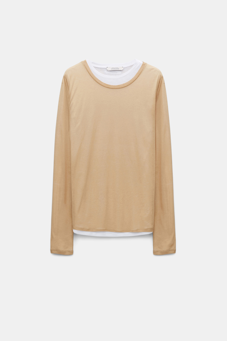 Dorothee Schumacher Langarmshirt im Layer-Look brown and creme mix