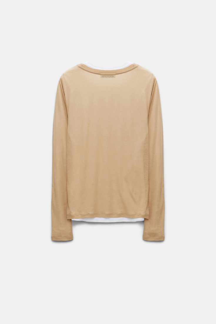 Dorothee Schumacher Langarmshirt im Layer-Look brown and creme mix