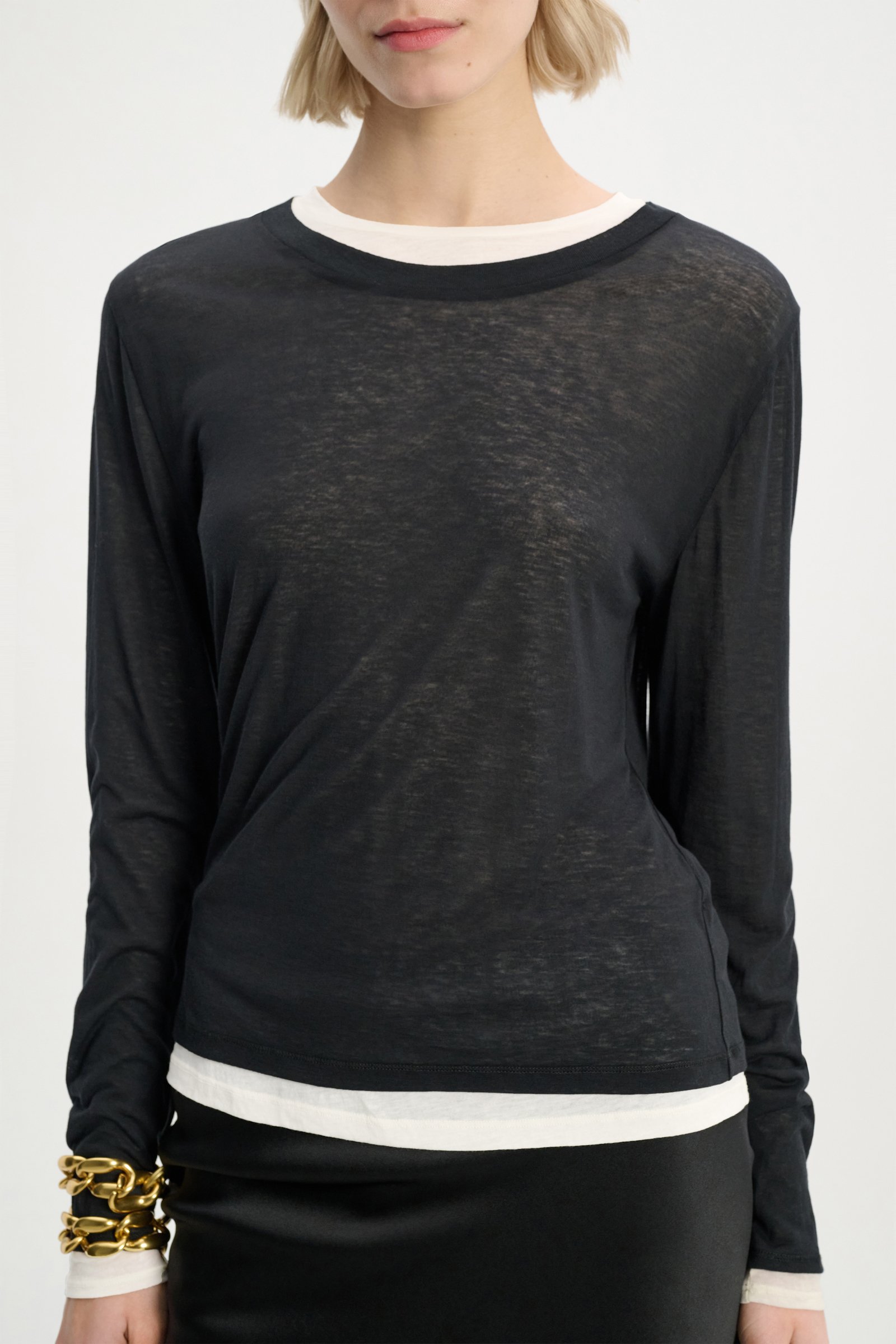 Dorothee Schumacher Double-layer long sleeve top black and white