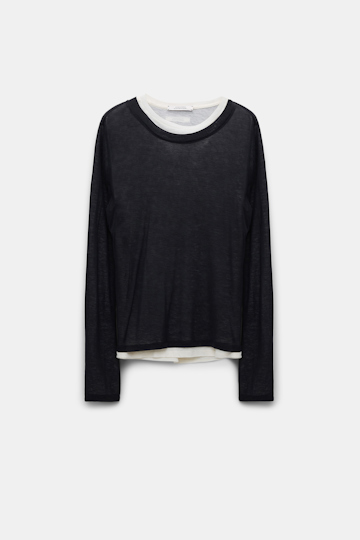 Dorothee Schumacher Double-layer long sleeve top black and white
