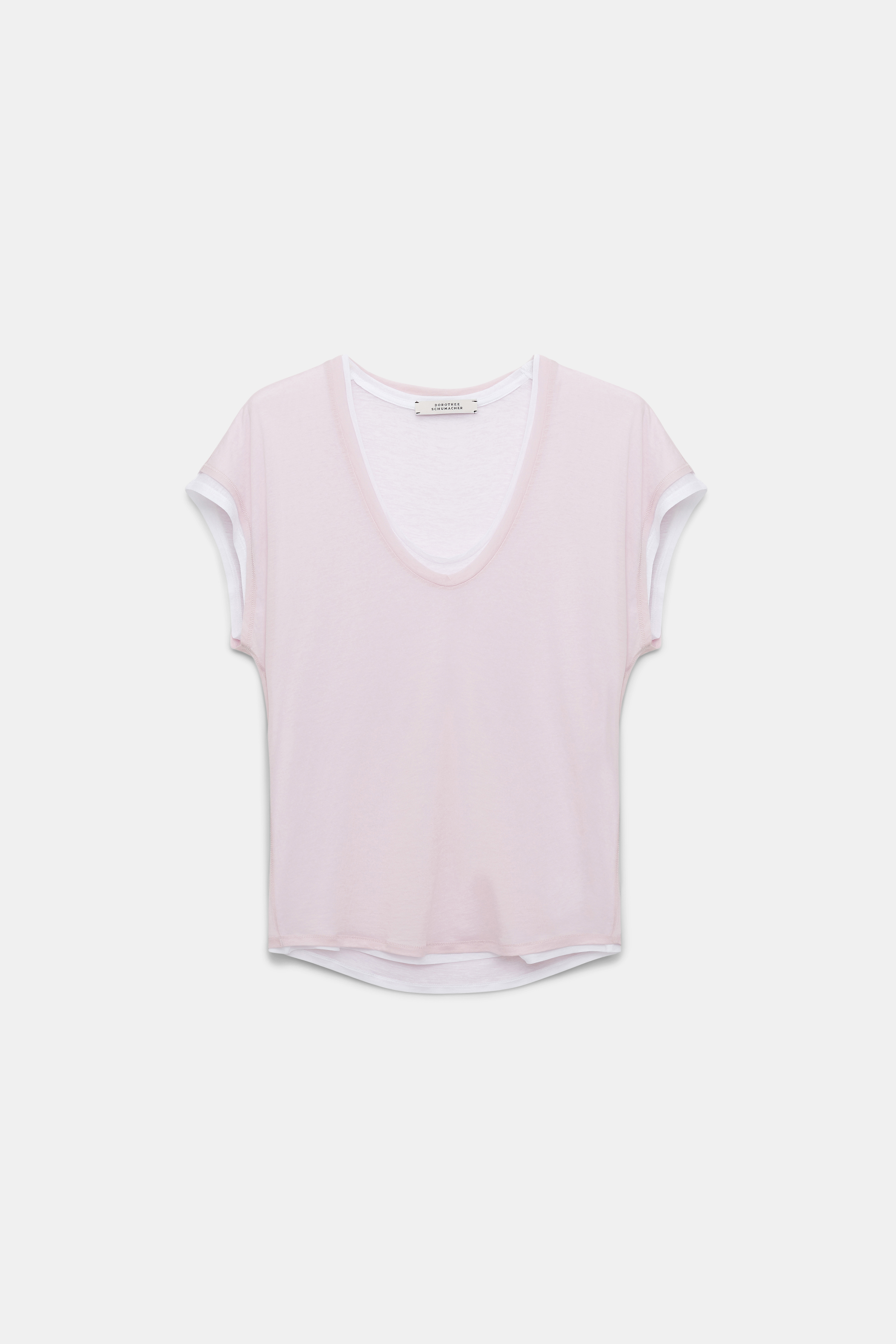 Dorothee Schumacher Double-layer sleeveless top with draped shoulders white and rose mix