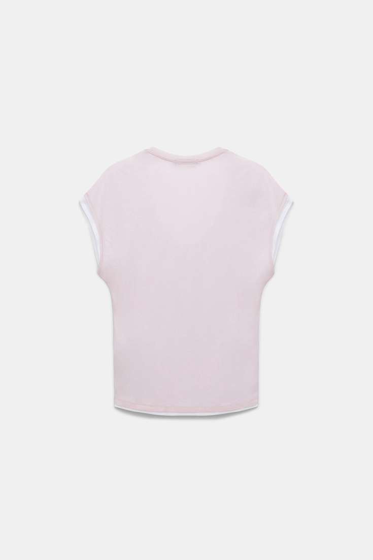 Dorothee Schumacher Double-layer sleeveless top with draped shoulders white and rose mix