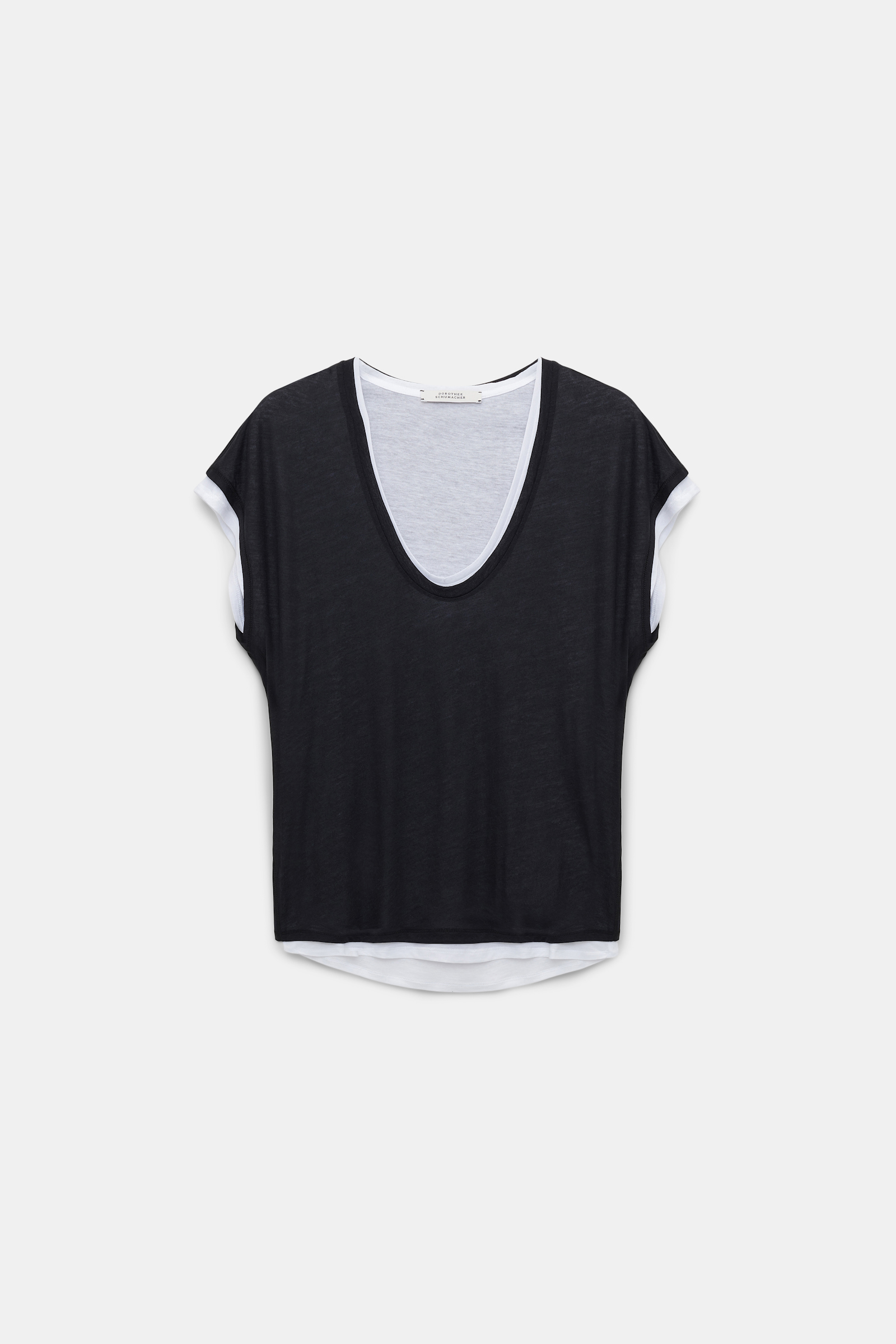 Dorothee Schumacher Double-layer sleeveless top with draped shoulders black and white