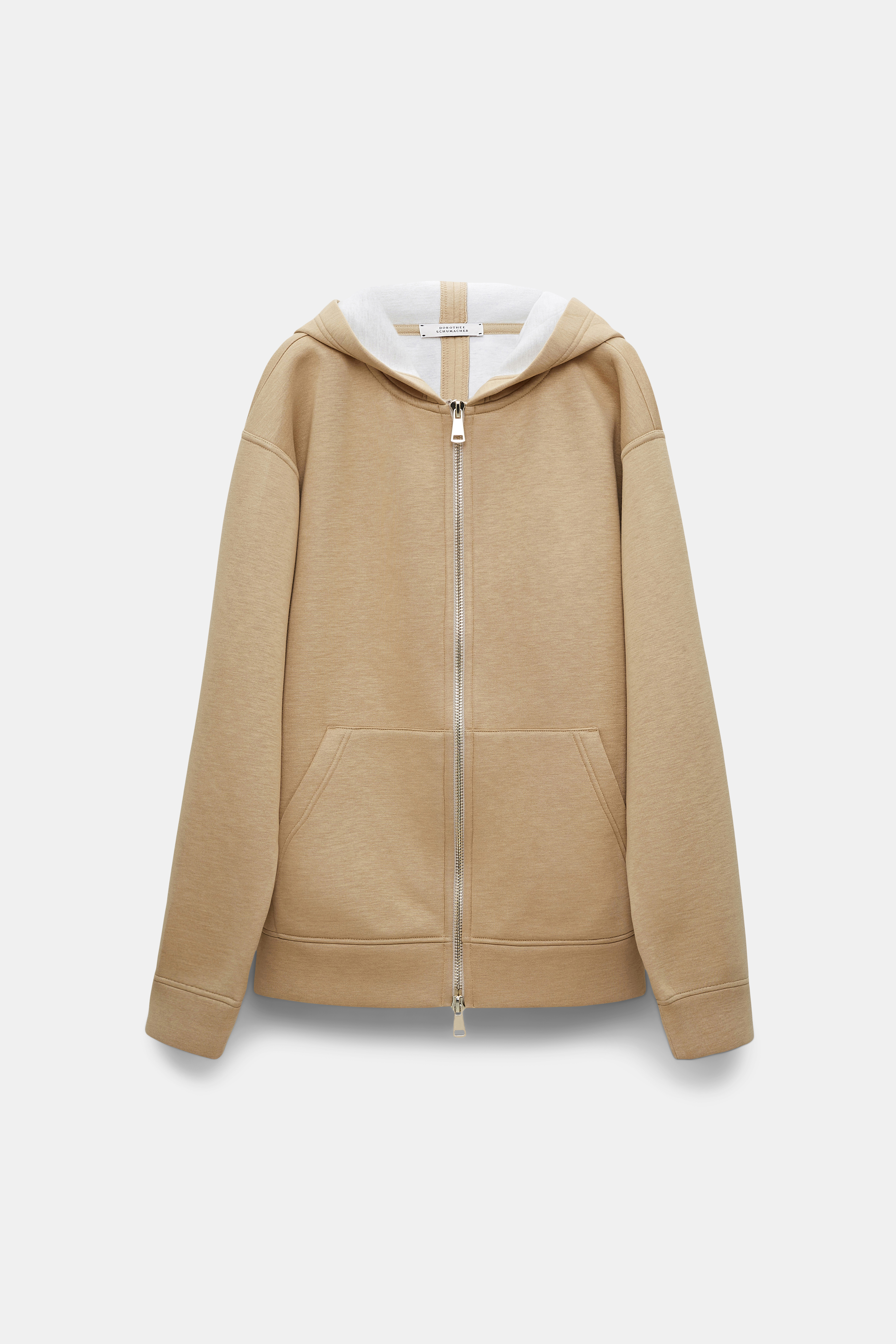 Dorothee Schumacher Bonded two-tone zip front hoodie adored beige
