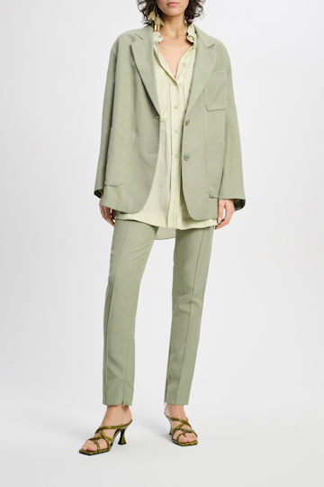 Dorothee Schumacher Linen blend blazer with notched lapel pale khaki