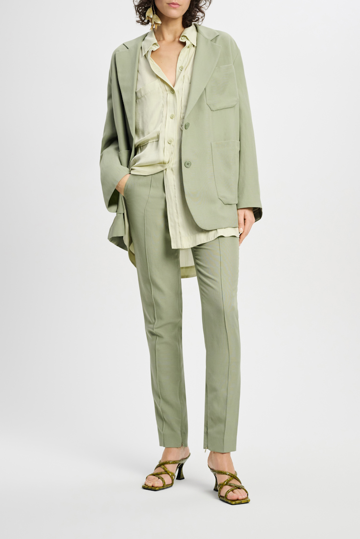 Dorothee Schumacher Linen blend blazer with notched lapel pale khaki