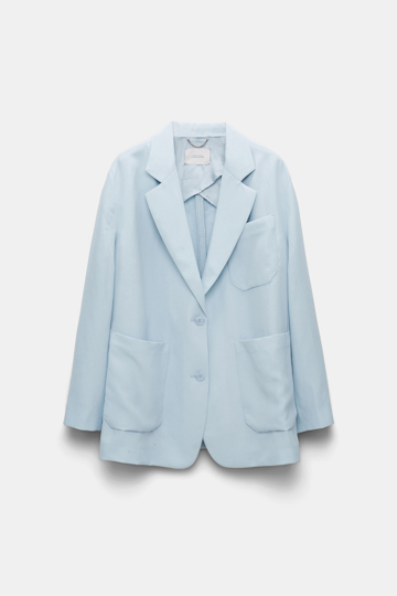 Dorothee Schumacher Linen blend blazer with notched lapel soft blue