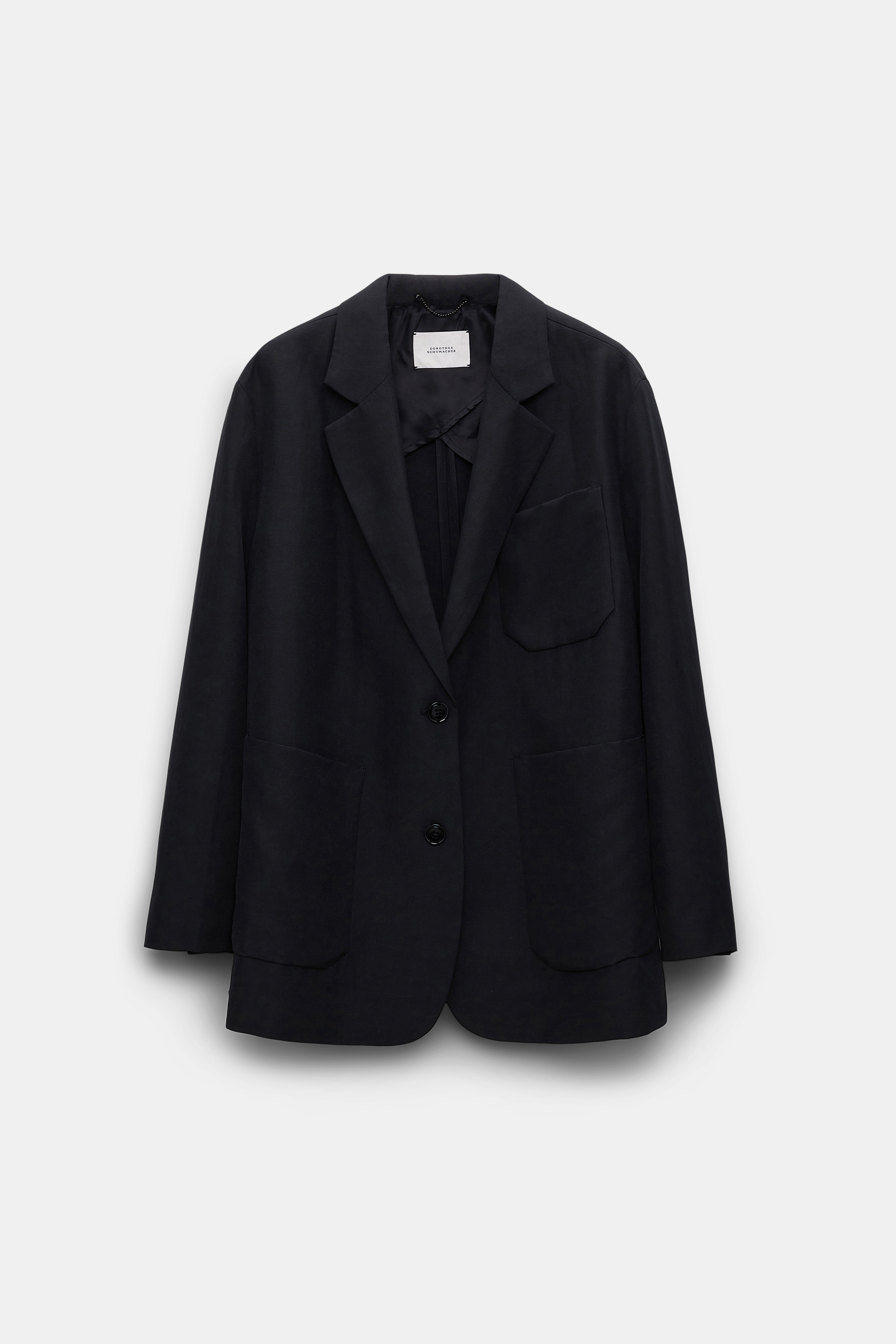 Dorothee Schumacher Linen blend blazer with notched lapel pure black