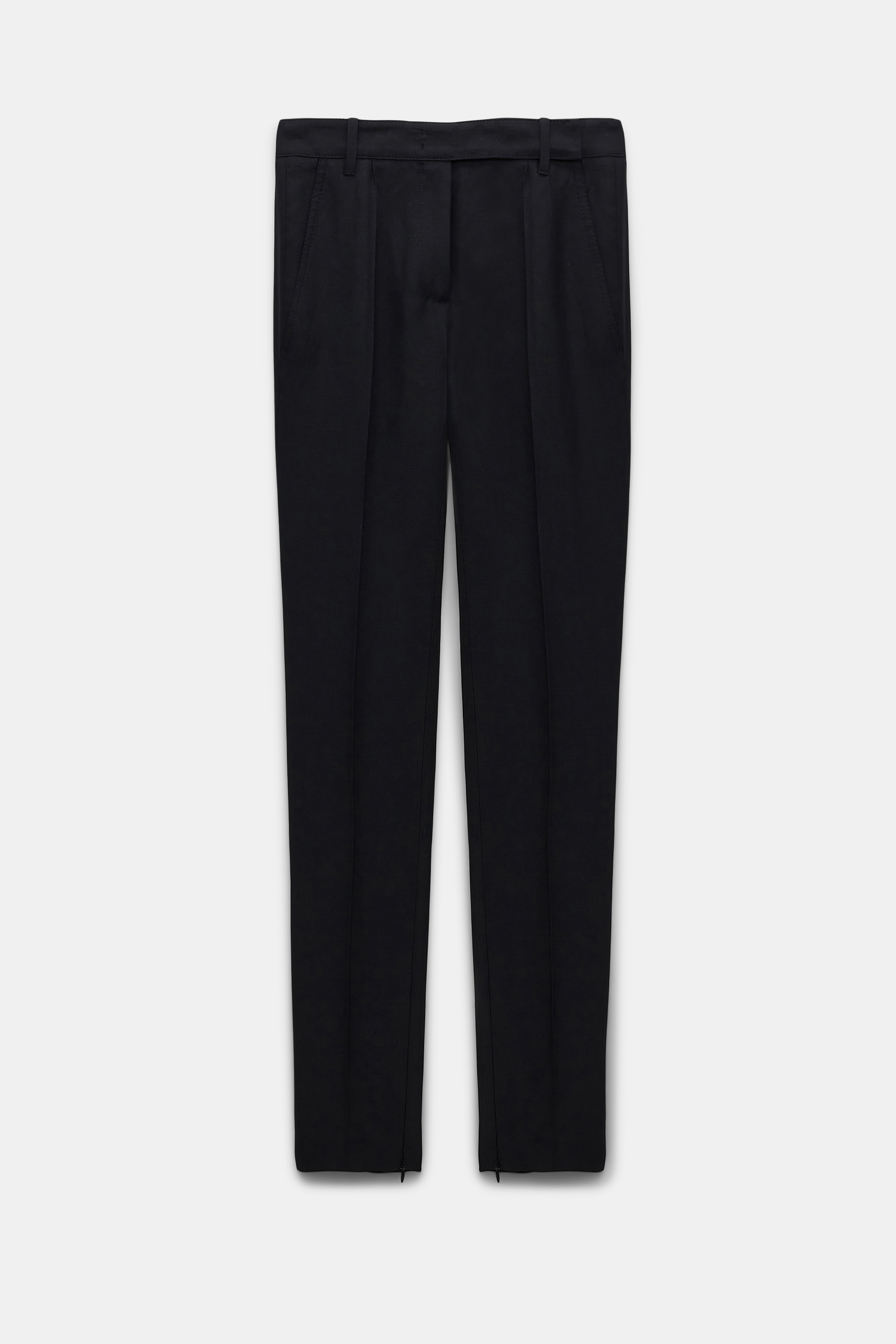 Dorothee Schumacher Slim fit linen blend pants with pintucks pure black