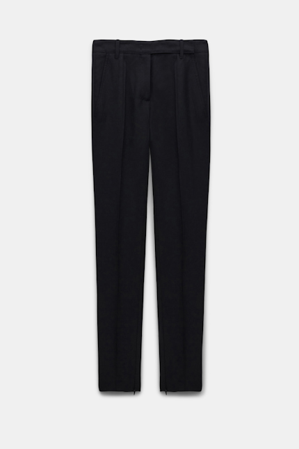 SUMMER CRUISE pants Dorothee Schumacher Slim fit linen blend pants with pintucks pure black