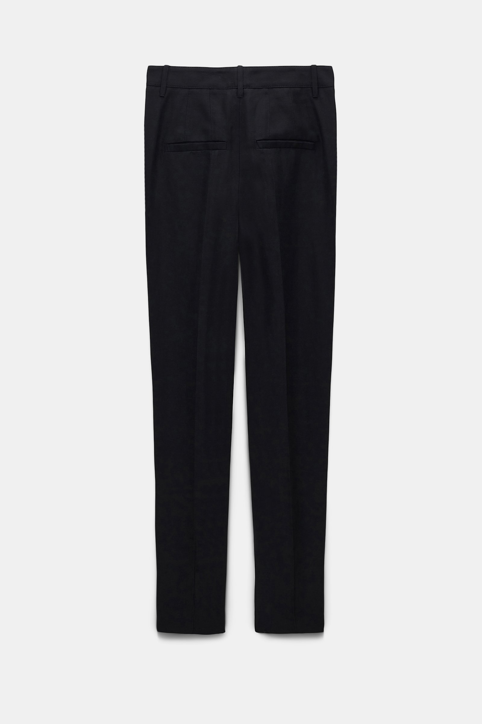 Dorothee Schumacher Slim fit linen blend pants with pintucks pure black