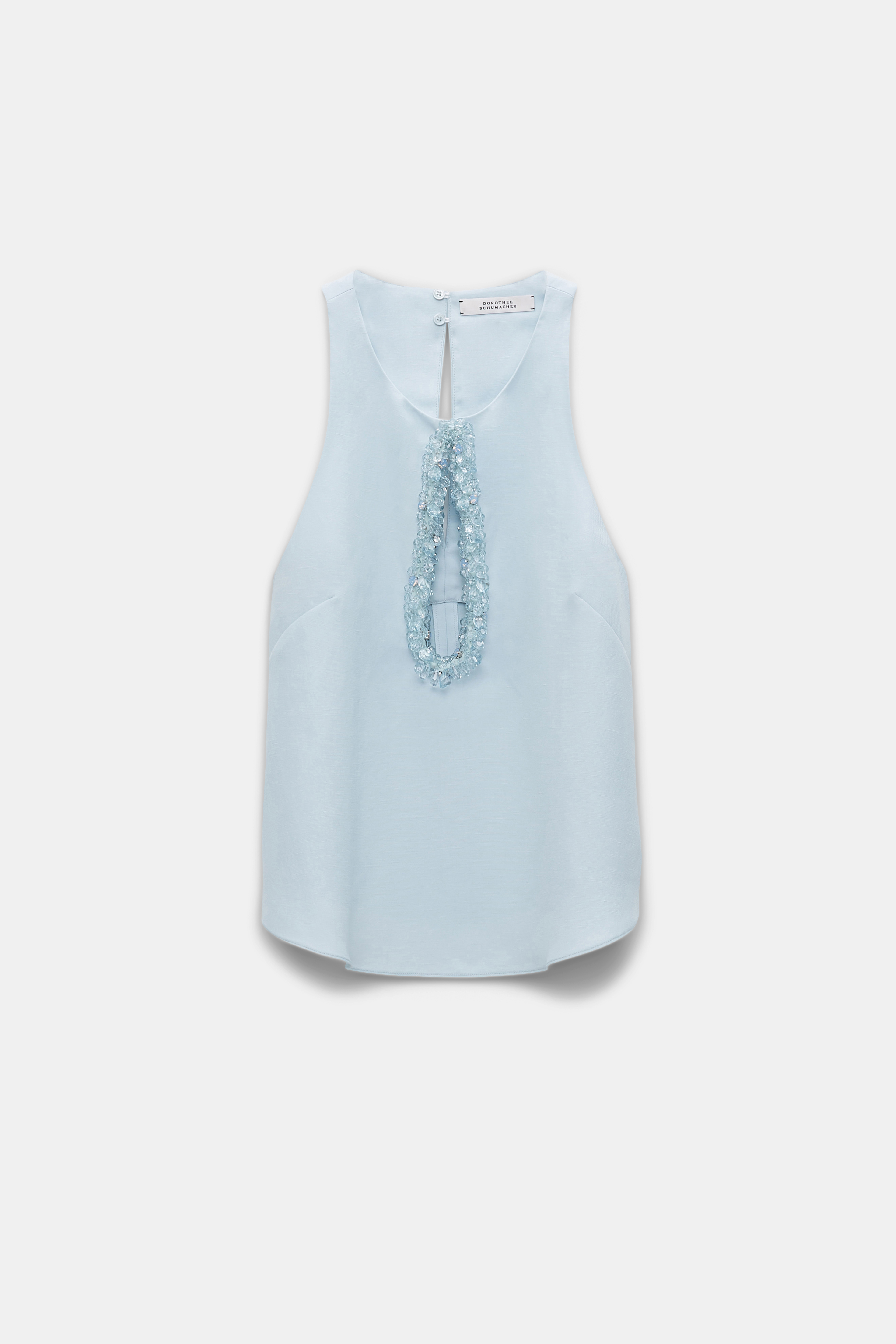 Dorothee Schumacher Linen blend shell with embroidered cutout soft blue