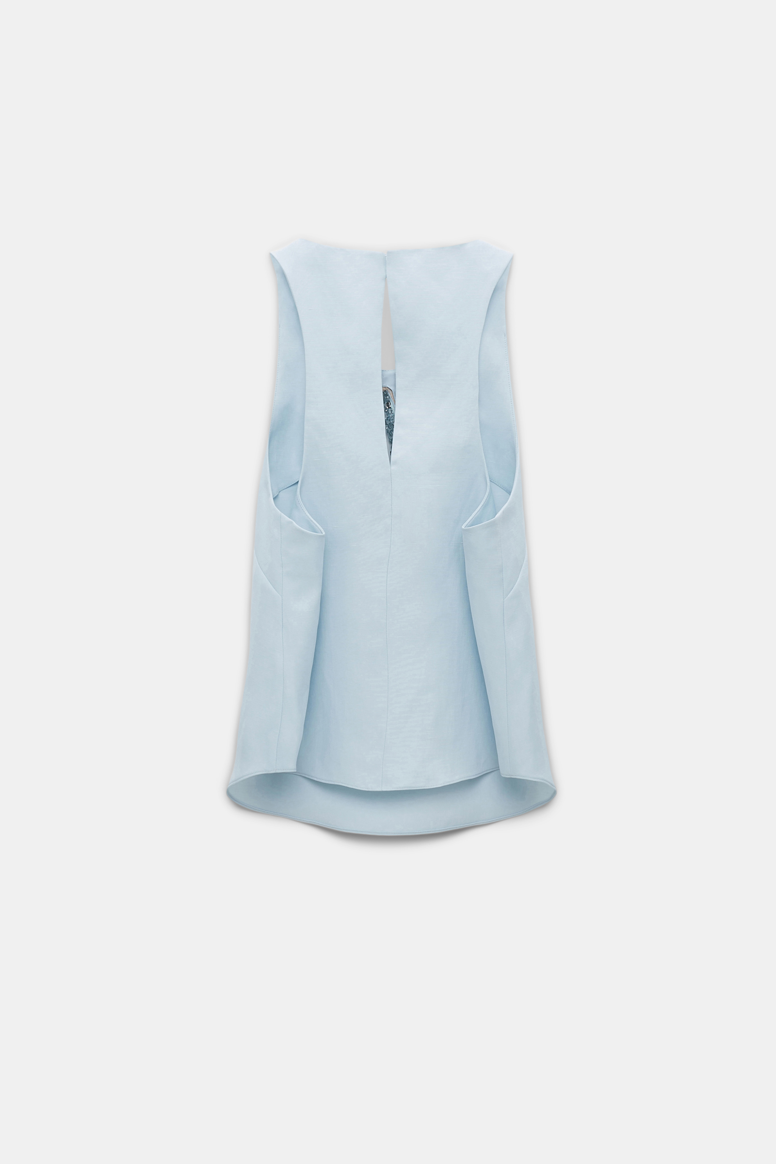 Dorothee Schumacher Linen blend shell with embroidered cutout soft blue