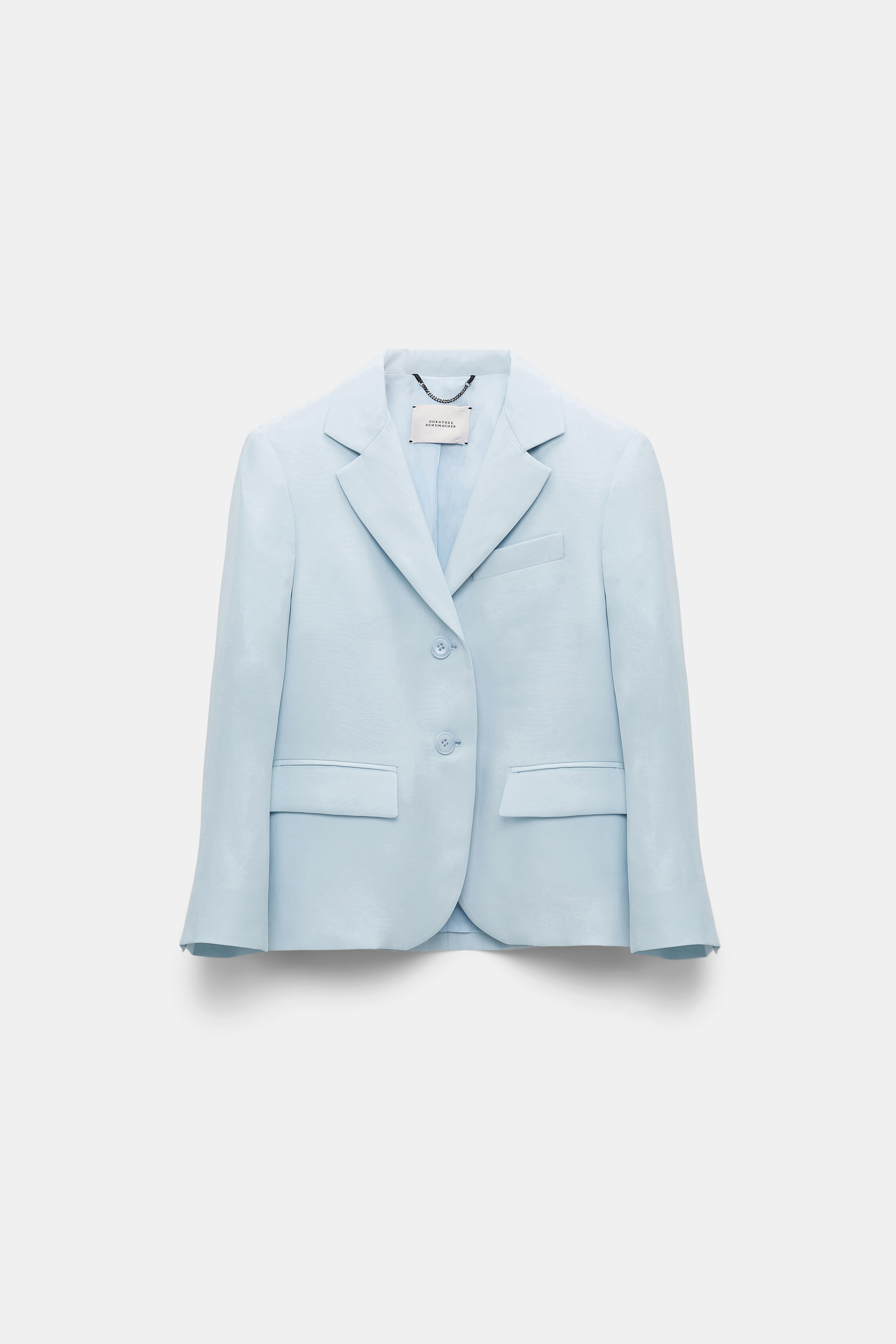 Dorothee Schumacher Linen blend cropped blazer with cropped sleeves soft blue