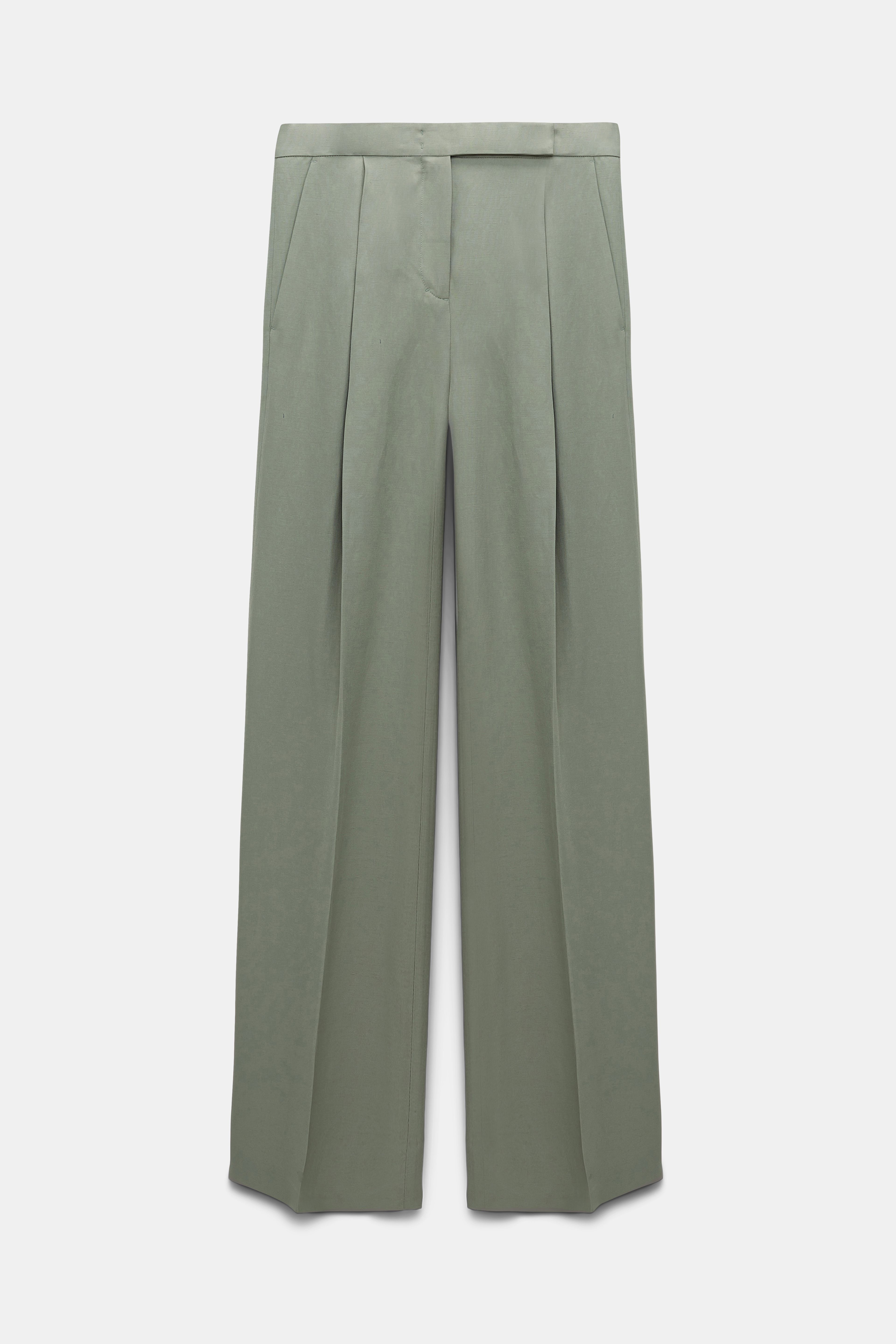 Dorothee Schumacher Wide leg linen blend pants with front pleats pale khaki