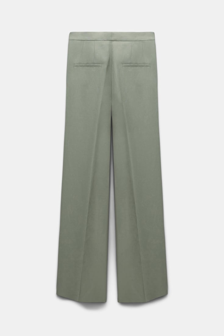 Dorothee Schumacher Wide leg linen blend pants with front pleats pale khaki