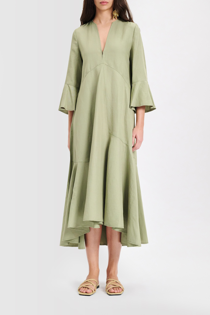 Dorothee Schumacher Floral Statement Dress in Off White/Chocolate