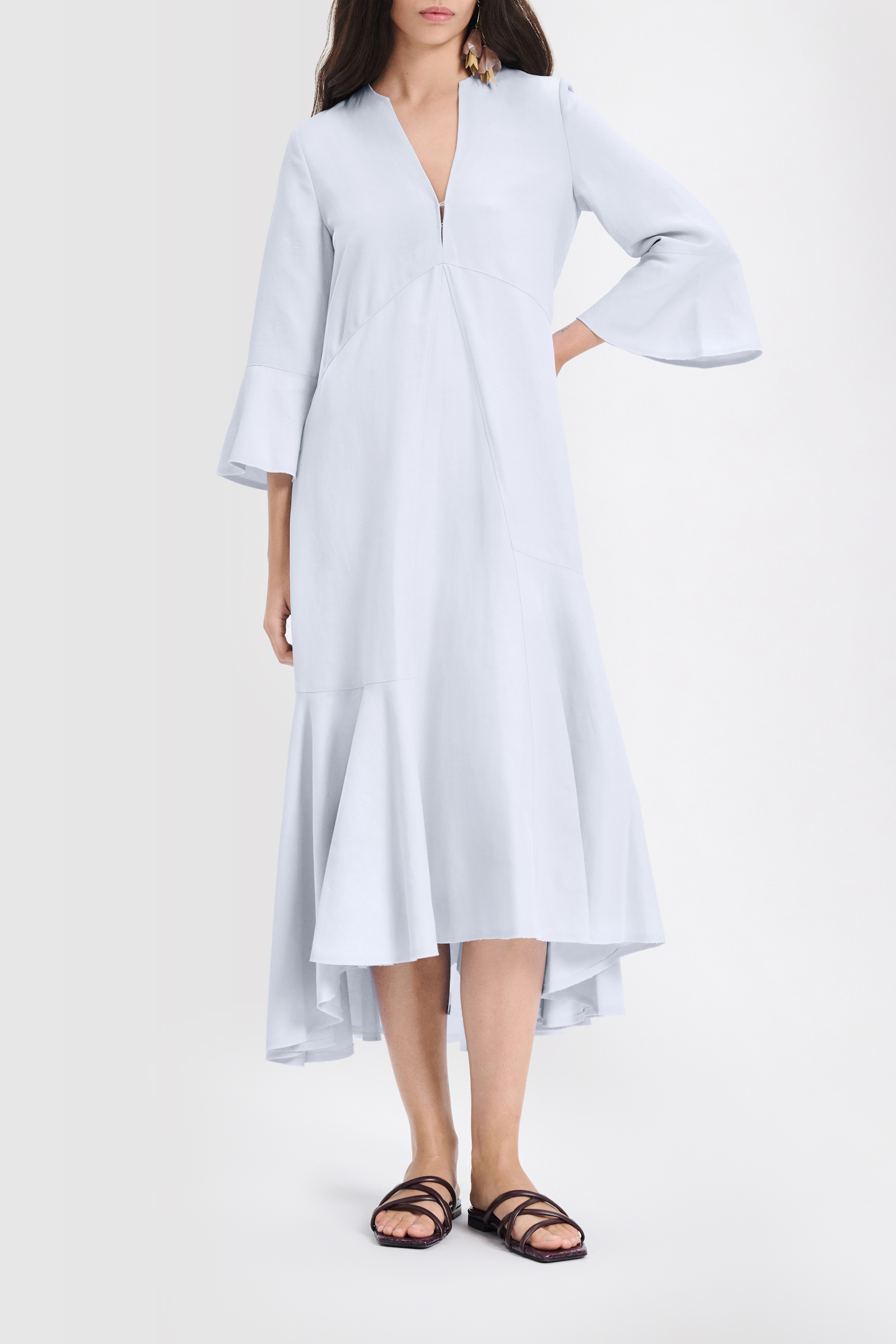 Dorothee Schumacher Linen blend maxi dress with a V-neckline soft blue
