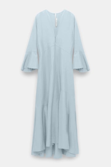 Dorothee Schumacher Linen blend maxi dress with a V-neckline soft blue