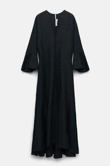 Dorothee Schumacher Linen blend maxi dress with a V-neckline pure black