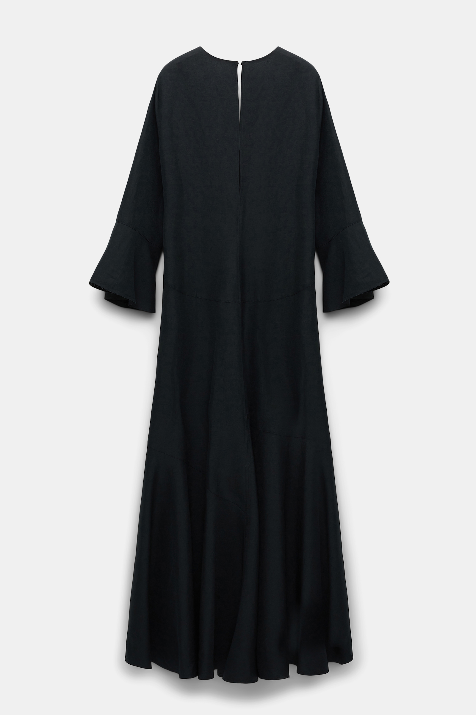 Dorothee Schumacher Kleid aus Leinenmix mit tiefem V-Ausschnitt und Volants pure black